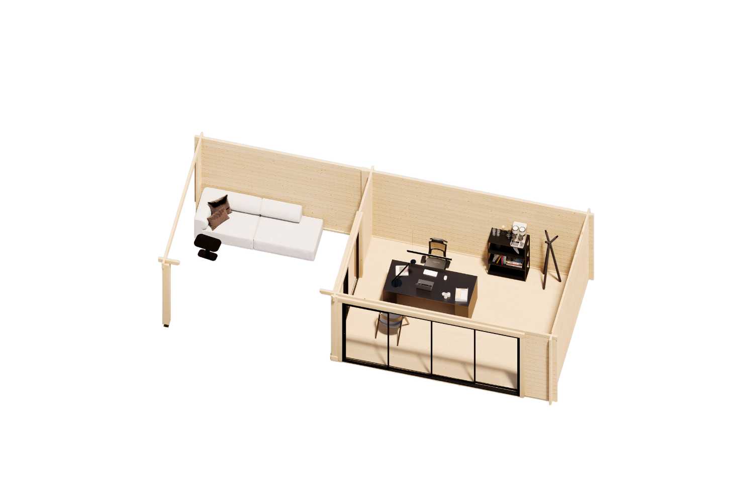 Gartenhaus Modell Designlounge 44 A mit Anbau