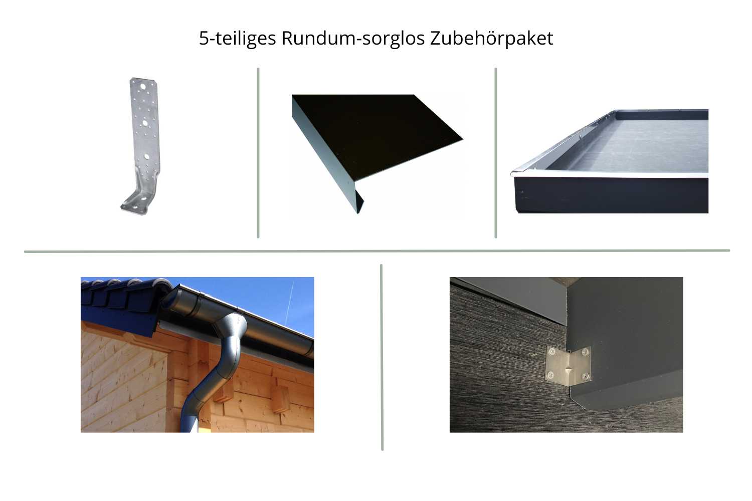 5-teiliges Rundum-sorglos Zubehörpaket für WPC Gerätehaus Max