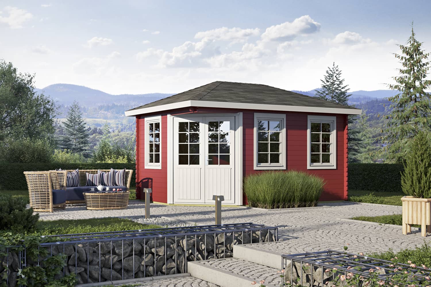 5-Eck Gartenhaus Modell Ravenna Iso