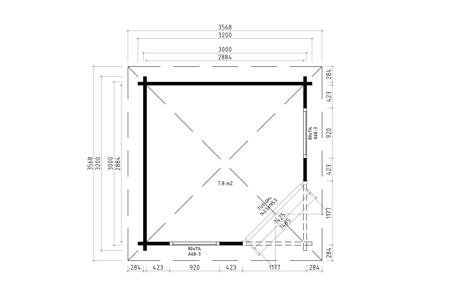 5-Eck Gartenhaus Modell Rom
