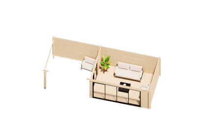 Gartenhaus Modell Designlounge 44 A mit Anbau